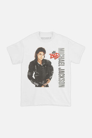 MUSIC MERCH MJ BAD SILVER LOGO T-SHIRT|1191